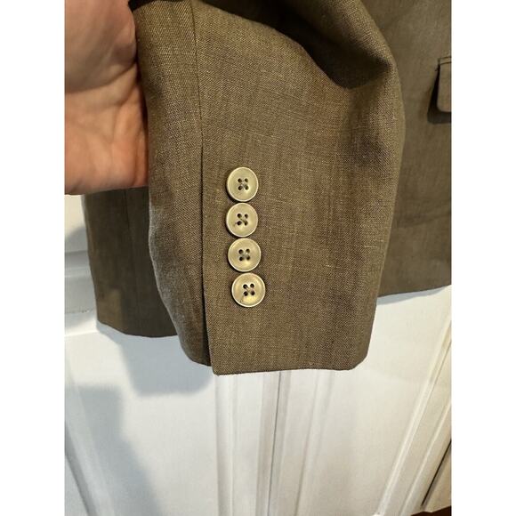 Calvin Klein 100% Linen Blazer 42R Extreme Slim Fit Beige Sport Coat Jacket - Picture 3 of 16